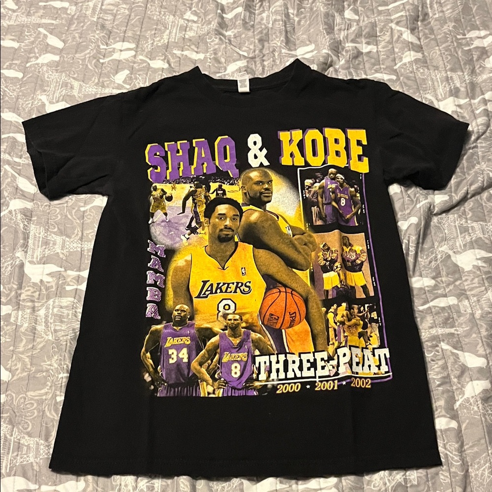 Alstyle Black T-Shirt with Purple and Yellow Graphic